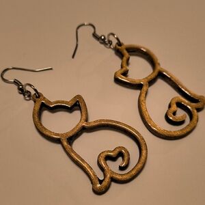 Cat-Shaped Wooden Earrings